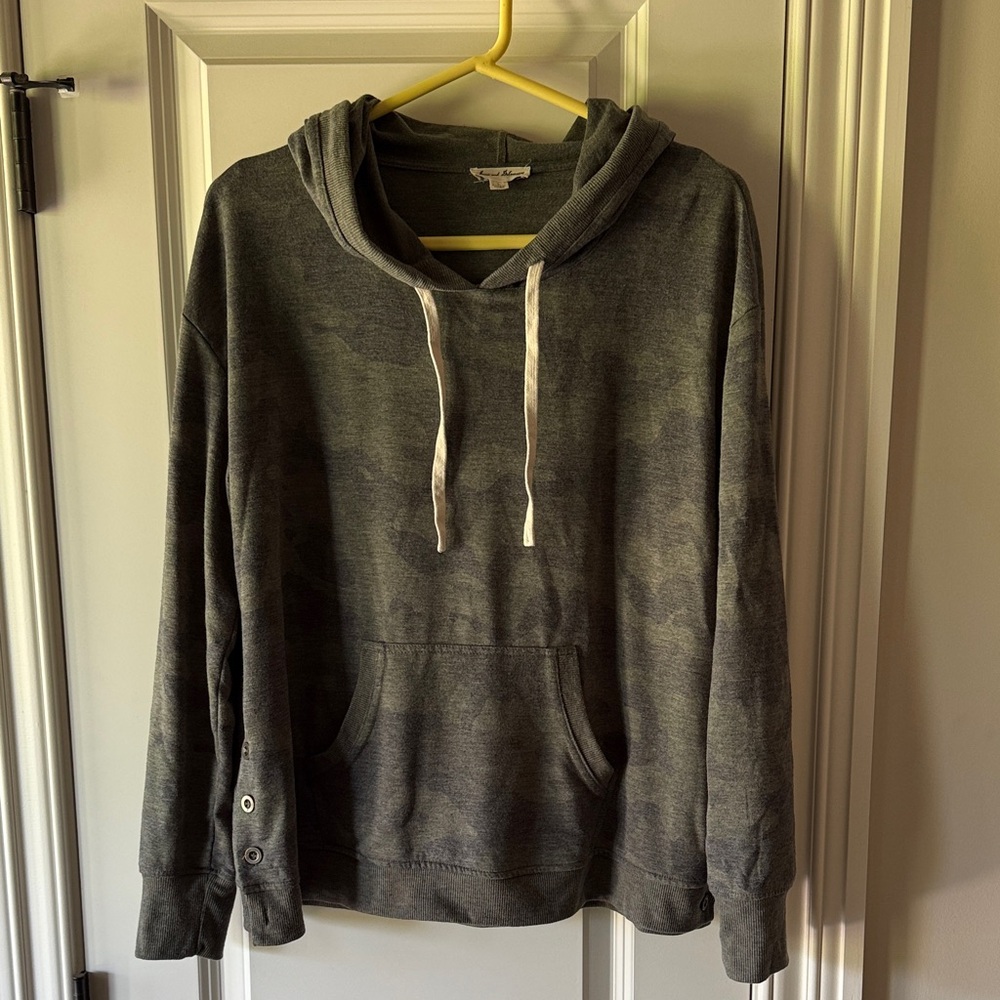Jane and Delancey Olive-Green Hooded Pullover Sweatshirt